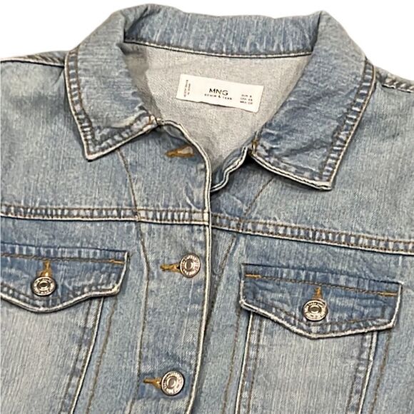 MNG Denim Women’s XS Washed Blue Jean Jacket - Picture 1 of 9